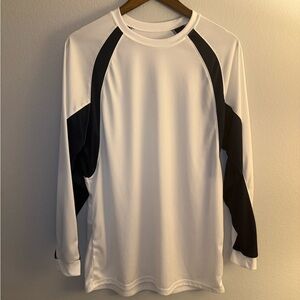 White and Black Long Sleeve Athletic Shirt